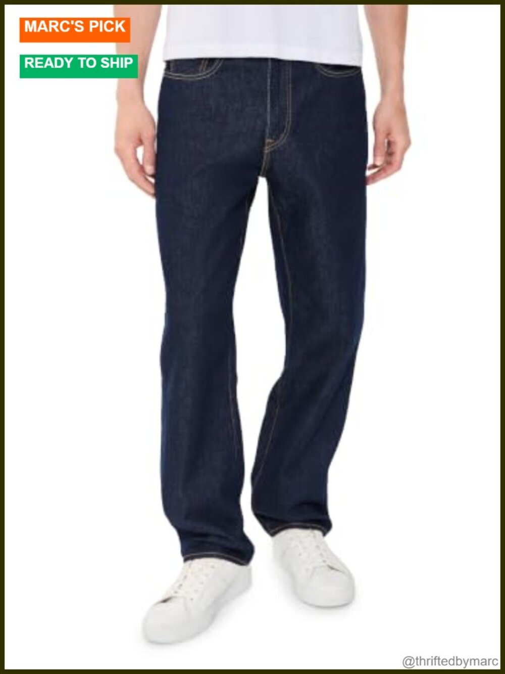 Men's 568 Loose Straight Jeans Mid Rise Non-Stretch Denim